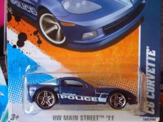 Hot Wheels 2011 HW Main Street Series C6 Corvette Police Car Blue NEW 