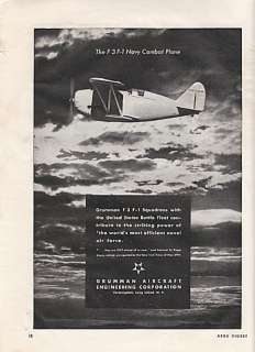 1936 Grumman Aircraft Ad F3F 1 US Navy Combat Plane  