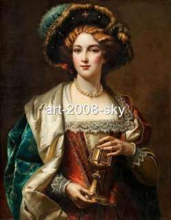 Old Master Art Antique Oil Painting Portrait Noblewoman 24X36  