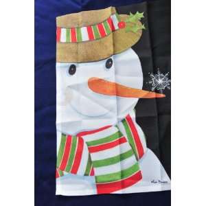  Carrot Nose/Straw Hat Snowman withe colorful Scarf 12.5 x 