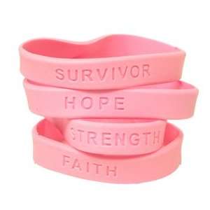  Breast Cancer Awareness Rubber Bracelet  Set of 4 Toys 