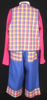 New Professional Clown Outfit Pants Top Vest Bib Reversable Blue 