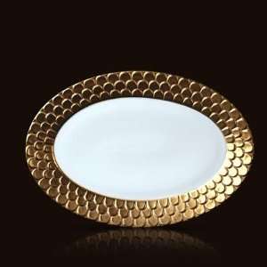  LObjet Aegean Sculpted Gold Oval Platter 15 in x 10.5 in 