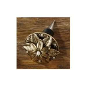   & Glass Wine Bottle Stopper Cork   Bronze Flower 
