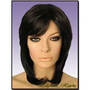   layered Kanekalon Synthetic #1B Black Wig with Bangs *NEW* Beauty