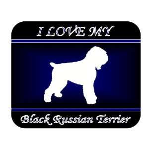  I Love My Black Russian Terrier Dog Mouse Pad   Blue 