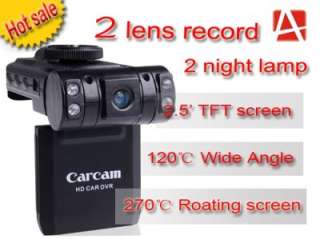 Dual Camera Cam Lens Car Dashboard Night Vision Accident Recorder HD 