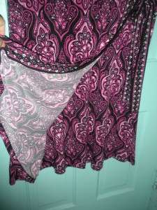 2X Fushia Purple Fluer De Lis Faux Wrap Dress NWT $54  