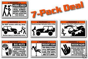 Pack Funny Jeep Warning Stickers Wrangler Unlimited X  