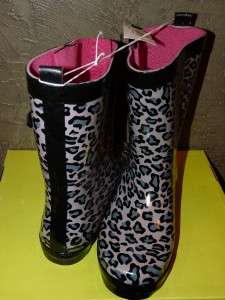 NIB Capelli New York Leopard Print Short Rubber Rain/Snow Boots Womens 