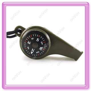 2x Compass Thermometer 3in1 Army Hiking Camping Whistle  