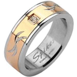   Spikes 316L Stainless Steel Tribal Carve Single cz Ring Jewelry