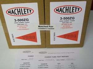 MATCHED PAIR MACHLETT 3 500ZG / 3 500Z TUBES  