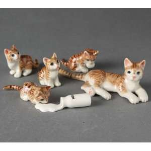  Miniature Porcelain Animals Orange Tabby Litter #420