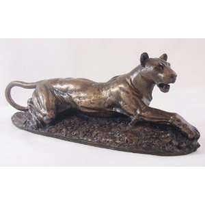  Animal Statues Bronzed Figurine Stalking Panther Cougar 