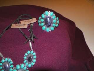   Set Cuff Bracelet & Necklace Navajo Way We Wore amethyst turquoise