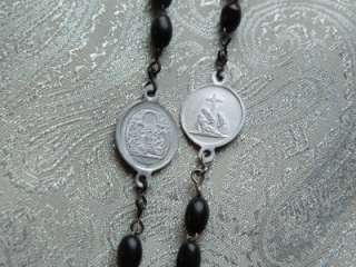   Vintage Catholic Chaplet of the Seven Sorrows / 7 Dolors Black Rosary