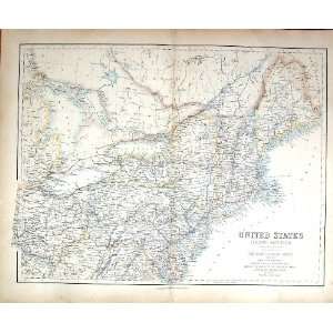   Antique Map United States North America Long Island Pennsylvania