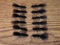 Woolly Bugger, Black, (12) Size 10 Trout Fishing Flies  