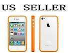 Apple iPhone 4 4S 4G bright orange Bumper Case Cover W/ Metal Buttons 