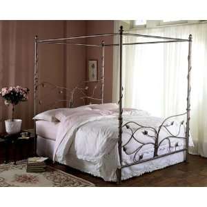   Chardonnay Finish Queen Size Canopy Iron Metal Bed Furniture & Decor