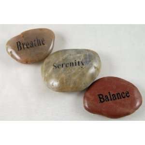  Set of 3 Word Stones Breathe, Serenity, Balance 