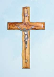 Olive Wood Wall 5 Cross Crucifix with Jerusalem Stone Holy Land 
