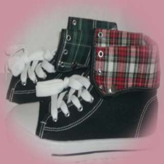 NEW C Wonder womens high top tennis shoes with plaid cuff  