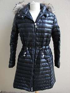 Moncler Black Long Quilted Down Jacket/Winter Coat W/Raccoon Fur Trim 