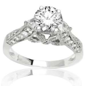  2 Trillian And Round Diamonds Engagment Ring (.88 T.w 