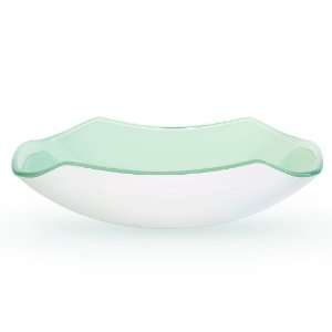Premium Tempered Glass Vessel Sink; Scalloped Shaped Bowl, White Color 