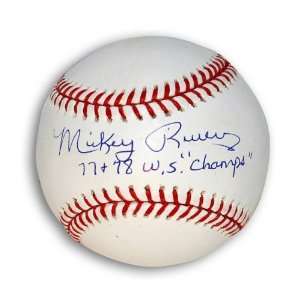 Mickey Rivers Signed Baseball   with 77 + 78 WS Champs Inscription