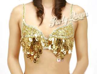 Color Sexy BELLY DANCE Shining Beaded Chips Bra Top  