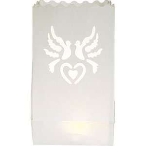  White Doves Paper Bag Luminaries (4 pack)