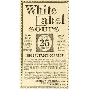  1893 Ad Armour Packing Co Kansas White Label Soups 