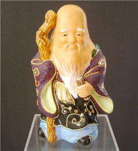   Moriage Kutani Porcelain Jurojin Lucky God Display Figurine Statue