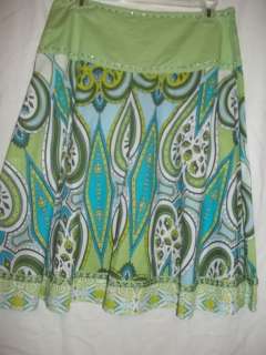 BEAUTIFUL Green & Blue Sequin, Beaded Paisley Skirt, Sizes 4 10, $99 