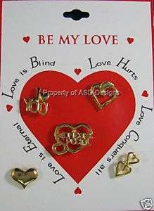 Valentines Day Be My Love Card of 5 Lapel Tac Pin 4587  