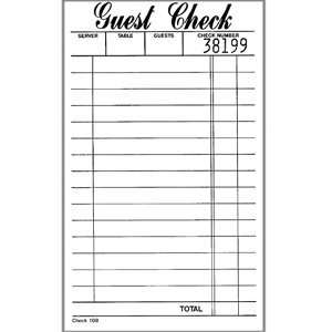 GUEST CHECK 3 4/10x6.75GN, CS 50/50, 05 0299 NATIONAL CHECKING COMPANY 