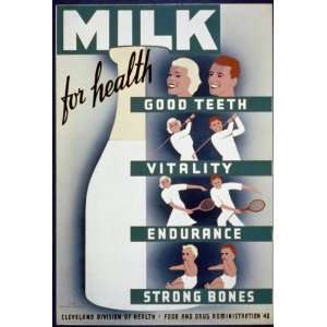  WPA Poster Milk   for health, good teeth, vitality 