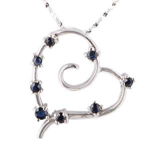 Natural 0.4ct Blue Sapphire .925 Silver Heart Necklace  
