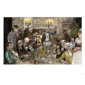 Men Enjoying an Afterdinner Drink in Colonial Times Premium Poster 