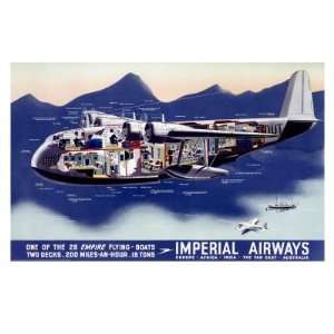  Imperial Airways, Flying Boat Giclee Poster Print, 60x44 