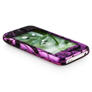 PURPLE HARD CASE BLACK SWIRL SKIN COVER FOR iPHONE 3G S  