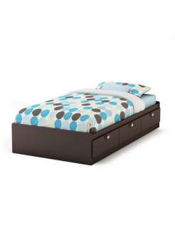 New Brown Twin size Compact Platform Contemporary Wood Bed with Drawer 