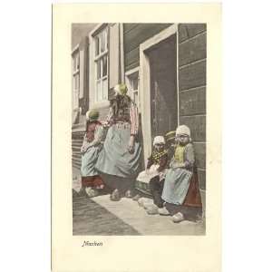1910 Vintage Postcard Traditional Costumes in Marken The Netherlands