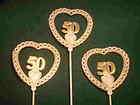 12 pieces 50th Anniversary plastic heart picks decorati