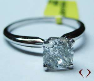 CUSHION CUT DIAMOND ENGAGEMENT SOLITAIRE RING in 14K White Gold