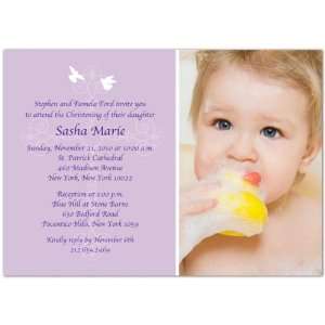  Peaceful Doves Christening Girl Photo Invitations   Set of 