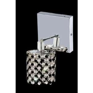Mini 1 Light Round Wall Sconce in Chrome with Square Canopy Crystal 